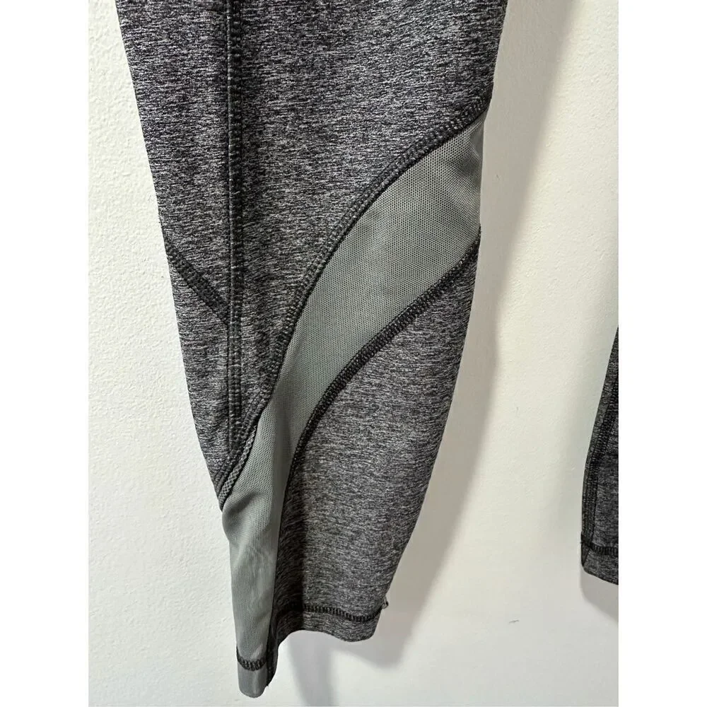 Lululemon women’s gray leggings side zip up pockets mesh size 6/28. #16-1596